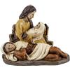 DRW Mistero Nascita di 1 Pezzo con Sacra Famiglia Tonalità Ocra Vergine addormentata in Resina Dipinto a Mano 17x7x13 cm