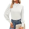 Tisfeer Camicetta da donna a maniche lunghe con collo alto, maniche a palloncino, stile casual, con polsini a bottone, tunica autunnale, Rosso vinaccia, XXL