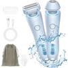 AOGOE Rasoio Elettrico Donna Inguine, 2 in 1 IPX7 Rasoio Intimo ed Elettrico per Donne, Epilatore Viso Donna di Rimozione dei Peli per Bikini Ascelle Gambe Braccia E Viso, Ricaricabile Dry Wet