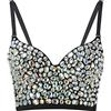 Generic Canotta da allenamento allentata per le donne yoga corsa corsetto da donna abbigliamento cucito a mano discoteca strass reggicalze paillettes diamante corsetto top donna top nero, Nero , S