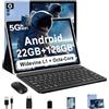 ZIOVO Android 14 Tablet 10 Pollici, 22GB RAM+128GB ROM (TF 1TB), 5G WiFi Tablets, Supporto Widevine L1/Octa-Core/8000mAh/Corpo Metallico/8+5MP, 2 in 1 Tablet PC con Tastiera e Mouse- Blu