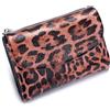 Portafoglio Donna In Vera Pelle Con Stampa Leopardo - Trifold Compatto Con Blocco RFID E Portamonete - Karoukee