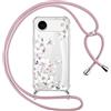 Yoedge Cover con Cordino per iPhone Air/iPhone 17 Air 6,5, Trasparente Aesthetic Disegni Fiori Custodia con Collana Tracolla Laccio Collo, Sottile TPU Silicone + PC Antiurto Protettiva Case,05