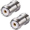 Vecys 2 Pezzi Adattatori UHF SO-239 Femmina a UHF PL-259 Femmina Adattatore Cavo Coassiale Connettore per Radioamatori