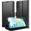 Eirltiy Cover per Samsung Galaxy A16 5G/4G Portafoglio Pelle PU Premium, Custodia Scomparti Carte Antiurto Protettiva Case con 1 Vetro Temperato, Nero