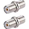 Vecys 2 Pezzi Connettori Passante UHF SO239 Adattatore Passante SO-239 UHF Femmina a PL-259 Femmina Connettore per Radioamatori