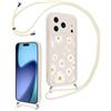 Vxinvnoi Cover Cordino per iPhone 17 Pro max 6,9,Aesthetic Fiori Disegni Ragazze Custodia con Corda Collana Tracolla Laccio, Sottile Silicone TPU Antiurto Protettiva Case per iPhone 17 Pro max, Beige