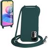 WenBaby Cover Compatible con Xiaomi Redmi Note 10 5G,Cellulare Girocollo Custodia con Cordino TPU Corda Silicone Case Bumper Custodia, Verde scuro