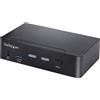 StarTech.com Switch KVM USB C, DisplayPort a 2 porte con video HDR 4K 60Hz UHD, Audio da 3,5 mm, Hub 4x HID e 2x 3.0 tipo A 5Gbps, Commutazione Hot Key, Compatibile Thunderbolt 3 4 [SV231DPUCA]