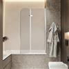 Vkechh Pannello doccia pieghevole per vasca da bagno, 100 x 140 cm, in 2 pezzi, con vetro di sicurezza EGS da 6 mm, colore: argento trasparente