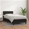 Teenpull Letto singolo con materasso a molle insacchettate e topper, nero, 80 x 200 cm, in ecopelle imbottita, testiera regolabile in altezza, per camera da letto, per un sonno riposante