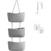 Kongming 3 livelli Cesto Portaoggetti da appendere Intrecciato, Porta oggetti da appendere in Corda Cotone, Scatola da appendere a parete e porta, per bagno, camera da letto (grigio chiaro)