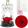 APKOL Rosa Stabilizzata Rosa Eterna Regali per Mamma, Rosa Stabilizzata Vera in Angel di Vetro,Rosa Eterna in Angel Cupola Regalo Mamma Donna,per San Valentino Compleanno Festa della Mamma Nonna