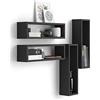 Mobili Fiver, Set di 4 Cubi da parete Iacopo, Nero Frassino, Nobilitato, Mensolo a Cubo da Parete Cucina e soggiorno, Made in Italy