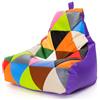 Ecopuf - Pouf Keiko Patchwork Impermeabile - Pouf Imbottito Palline di Polistirolo - Poltrona Relax Soggiorno Taglia M - 100x80x85 cm, Viola E7