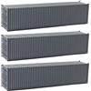 Evemodel 3 pezzi 40 ft Container Trasporto merci Spur H0 modellino ferroviario 1:87 (grigio scuro)