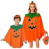 Atsmoce Halloween Costume da Zucca da Donna e Bambino, Mantello da Zucca, Vestito da zucca con copricapo, sacchetto di caramelle, taglia unica per adulti e taglia unica per bambini (bambino)