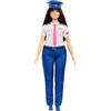 Barbie Carriere - Pilota di Linea, bambola dai capelli neri con uniforme di volo, scarpe e berretto blu da pilota incluso, giocattolo per bambini, 3+ anni, JKF75