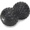TREXO Doppia sfera di colore nero, 16 x 9 x 9 cm, realizzata in EVA flessibile, resistente e leggera, doppia palla massaggiante con superficie antiscivolo, ideale per la schiena e il collo