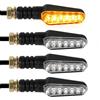 evermotor Frecce a LED per moto, 12 V, 2,4 W, 4 indicatori di direzione omologati, 6 LED molto luminosi per indicatore, impermeabile IP67, universale, retro nero, per scooter e quad, ATV