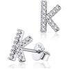 Silvora Orecchini a Perno con Lettera Iniziale e Diamante in Argento Sterling con Alfabeto dalla A alla Z Minimalista Zirconi S925 per Donne e Ragazze