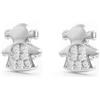 Monde Petit Pendientes Bebe o Niña Oro Blanco Muñeca con Circonitas - Scatola Regalo - Certificato di garanzia