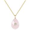 COAI Collana da Donna in Acciaio Inox Placcato Oro con Ciondolo Goccia di Quarzo Rosa, Collana Quarzo Rosa da Donna