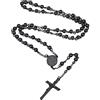 Supcare Collana con Rosario Cattolico da Donna, Collana di Preghiera Cristiana in Acciaio Inox, Rosario di Gesù, Croce con Crocifisso Religioso, Charm a Croce, Gioielleria alla Moda per Uomo e Donna