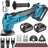 Yofuly Utensile Multifunzione Oscillante Compatibile con Batterie Makita 18V - 6 Velocità Aggiornate + Modalità Automatica, 2 Batterie Da 4,0 Ah, Multitool Per Taglio, Levigatura, Molatura