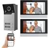 Aoamz Wifi Tuya Videocitofono Cablato 2 Unità Campanello Per Il Sistema Di Videocitofono Domestico Video Campanello, Touch Screen Da 7 Pollici Del Monitor Interno, Telecamera Di Visione Notturna 1080p
