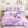 shunhuan Copriletto Singolo Unicorno Stella Viola Copripiumino Singolo Microfibra Trapuntino Singolo Antirughe Trapunta Letto Singolo,1 Copripiumini con Cerniera e 2 Federe Cuscini 50x75cm