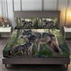 Generico Set Lenzuola matrimoniale 3 Pezzi 160x190x30 cm e 2 Federe 50x80 cm - Stampa Animalier Foresta Lupo Completo Letto in Morbida Microfibra per bambini adulti, Verde