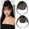 Benehair Frangia a Clip in Capelli Veri, 3g Air Frangia Finta Capelli Umani, Capello Veri Extension Clip in, con Tempie per Modificare la Forma di un Viso Alto e l'attaccatura Nero Naturale #1B