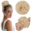 Benehair Elastici Capelli Donna Extension Capelli Veri Umani Coda Extension Chignon Finto per Capello Ricci 25g, Biondo Platino #60