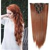 SEGO 58cm Extension Clip Capelli Sintetici 8 Fasce 140g Capelli Lisci Hair Extensions Posticci Donna Full Head (Marrone Rossiccio Chiaro)