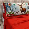 PETTI Artigiani Italiani - Lenzuola in Cotone con Federe in Stampa Digitale di Natale, Lenzuola Natalizie Una Piazza e Mezza Francese, Completo Letto Natalizio, Xmas 4 Rosso, 100% Made in Italy