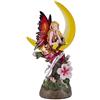 DRW Figura fata con fiori su una luna in resina dipinta a mano 22 cm