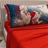 PETTI Artigiani Italiani - Lenzuola in Cotone con Federe in Stampa Digitale di Natale, Lenzuola Natalizie Una Piazza e Mezza Francese, Completo Letto Natalizio, Xmas 20 Rosso, 100% Made in Italy