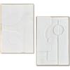 DRW Quadro su tela astratta con cornice in legno naturale e bianco 92 x 62 x 4,5 cm
