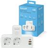Garza - Adattatore Presa 5 in 1 con 2 prese Schuko, 2 USB-A e 1 USB-C PD20W, ricarica rapida, luce notturna tattile regolabile, protezione per bambini e surriscaldamento