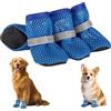 CUVZORA 4 scarpe per cane estivo in rete traspirante - antiscivolo con strisce riflettenti, leggere e comode per pavimenti brucianti (blu, taglia L)