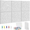 BUERPINKING Bacheca in Sughero in feltro grigio chiaro, 90X60 cm, 6 pannelli di lavagna sughero da parete inclusi, 60 spille e 30 nastri adesivi sicuri rimovibili, adatto per uffici, scuole, cucine