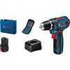 Bosch Professional 12V System Trapano-avvitatore a batteria GSR 12V-15 (incl. 2 batterie da 2,0 Ah, caricabatteria GAL 12V-20, accessori, in valigetta)