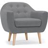 Menzzo Savoy Poltrona scandinava, Tessuto, Grigio, 79 x 78 x 73 cm
