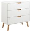 AC Design Furniture Rasmus - Cassettiera con 3 cassetti, con struttura in legno di quercia laccata con chiusura morbida, 80 x 40 x 80 cm, colore: Bianco