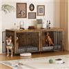 MSFE Gabbia per Cani Kennel,200CM Casetta per Cani da Interno,Gabbietta per Animali in Metallo e Legno,Tavolo Supplemento, XXL Cuccia Robusta per Dog con Divisorio,Casetta per Animali,4 Porte,Fino a 200KG