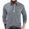 LAOARA Polo Uomo Manica Lunga Maglietta Tshirt Maglia Maniche Lunghe con Tasca Slim Fit Bottoni Poloshirt Nero XXL