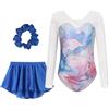 Happy Cherry Bambina Body Ginnastica Artistica Strass Lucidi Maniche Lunghe Leotards con Gonna di Tulle Tuta da Danza Costume da Ballo Elastico Viola per Ragazze 5-6 Anni