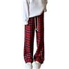 LAVASEON Jeans larghi scozzesi casual da donna pantaloni goth grunge a vita alta Y2K abbigliamento coulisse pantaloni Streetwear, Rosso, S