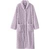 Generisch Accappatoio da donna caldo, vestaglia da donna, lungo, in pile, tinta unita, con bottoni, camicia da notte, Lilla, XL